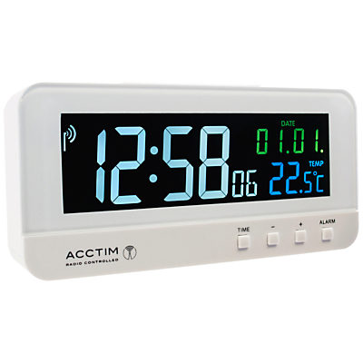 Acctim Radio Controlled LCD Alarm Clock, White Acctim Radio Controlled LCD Alarm Clock, White